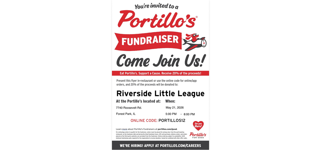 Eat at Portillo's (Forest Park) on May 21st and Support RLL!!!
